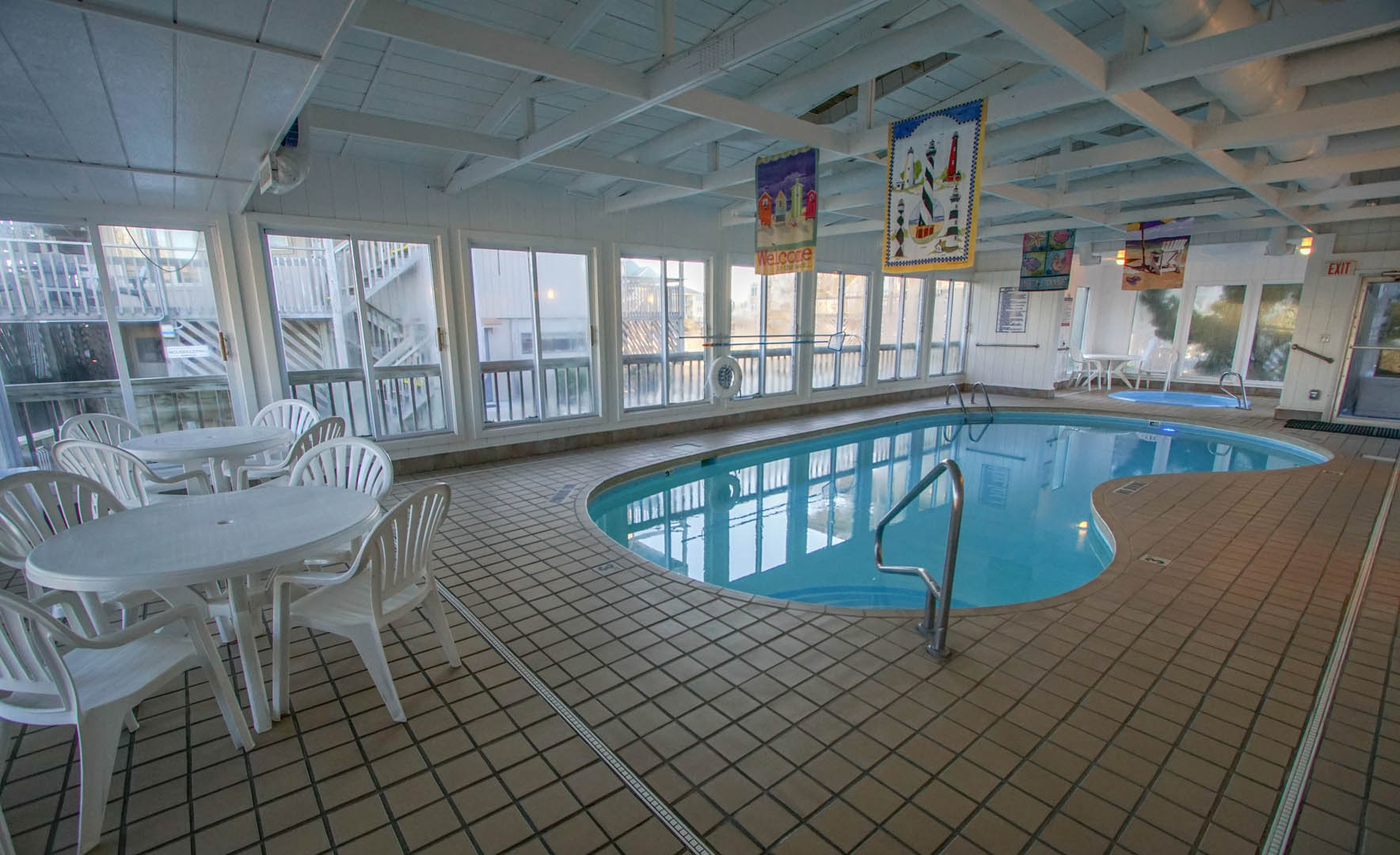 A spacious indoor swimming pool at VRI's Outer Banks Beach Club in North Carolina.